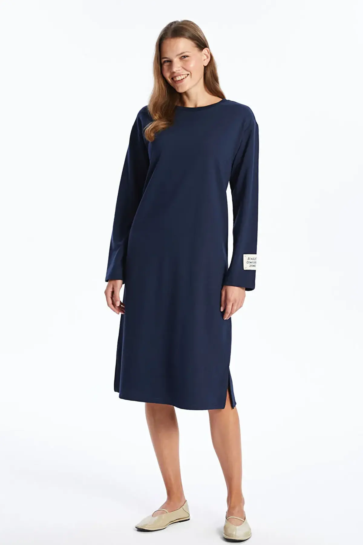 Navy blue long sleeve maternity dress best sale