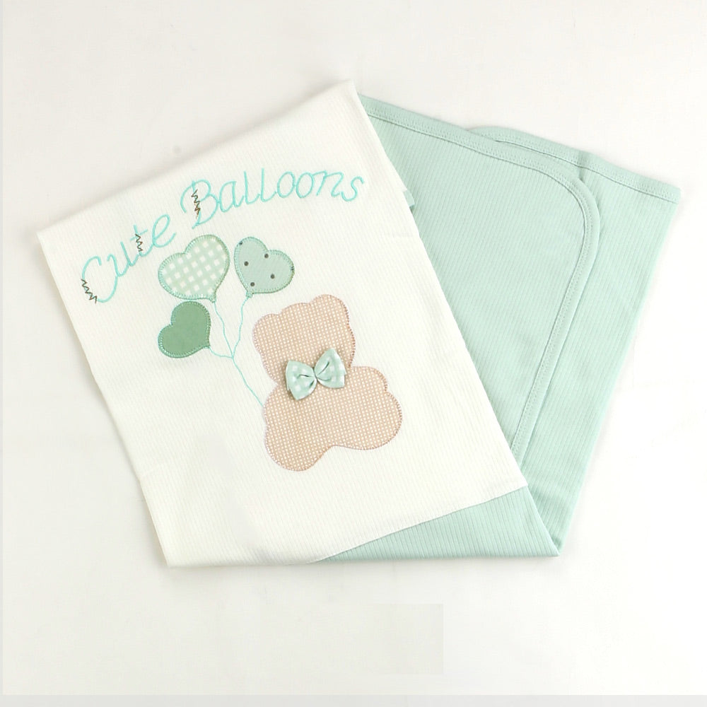 Cute Balloons Themed Baby Blanket Green - 001.1120