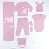 Plush Rabbit Themed Hospital Outfit 10-Piece Set Newborn Baby Girl Dried Rose (0-6 Months) - S001.2026