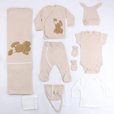 Plush Rabbit Themed Hospital Outfit 10-Piece Set Newborn Baby Girl Coffee (0-6 Months) - S001.2026