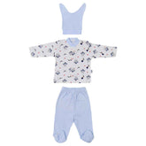 Bee Patterned Baby Pajama Set Blue (0-3 Months) - 001.2238