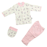 Bicycle Patterned Baby Pajama Set Pink (0-3 Months) - 001.2261