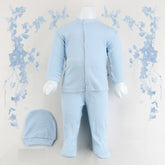Polka Dot Patterned Baby Pajama Set Blue (0-3 Months) - 001.2263