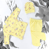 Rabbit Patterned Baby Pajama Set Yellow (0-3 Months) - 001.2266