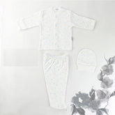 Star Patterned Baby Pajama Set White (0-3 Months) - 001.2268