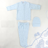 Star Patterned Baby Pajama Set Blue (0-3 Months) - 001.2268