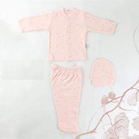 Star Patterned Baby Pajama Set Salmon (0-3 Months) - 001.2268
