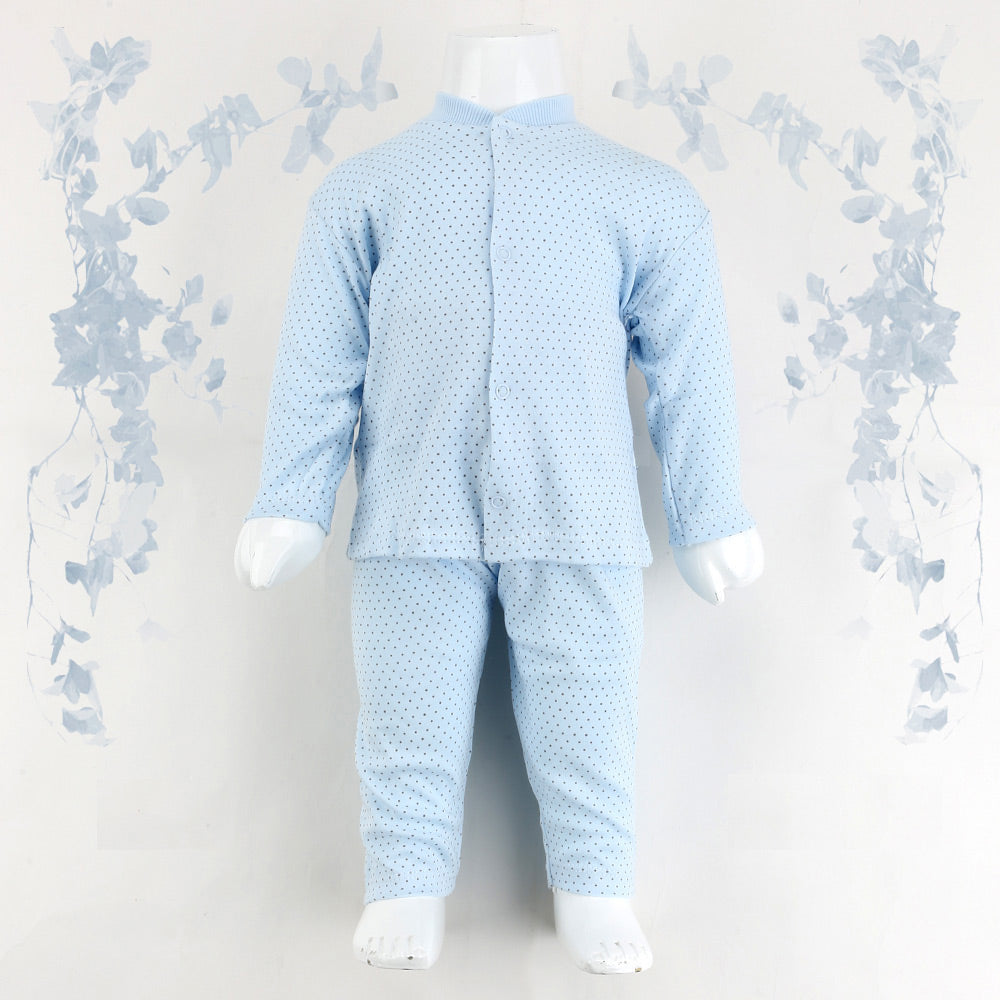 Polka Dot Patterned Baby Pajama Set Blue (3-12 Months) - 001.2328