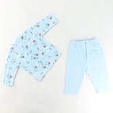Rabbit Patterned Baby Pajama Set Blue (3-12 Months) - 001.2330