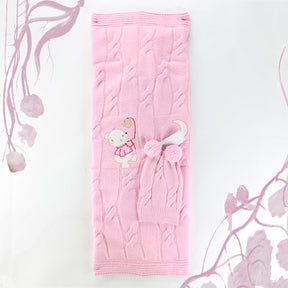 Sweet Bear Themed Baby Blanket & Baby Knit Hat Pink - 001.4147