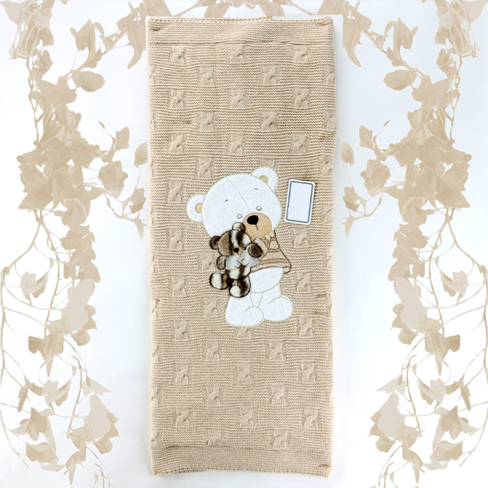 Cute Bear Themed Knitwear Baby Blanket Coffee - 001.4148