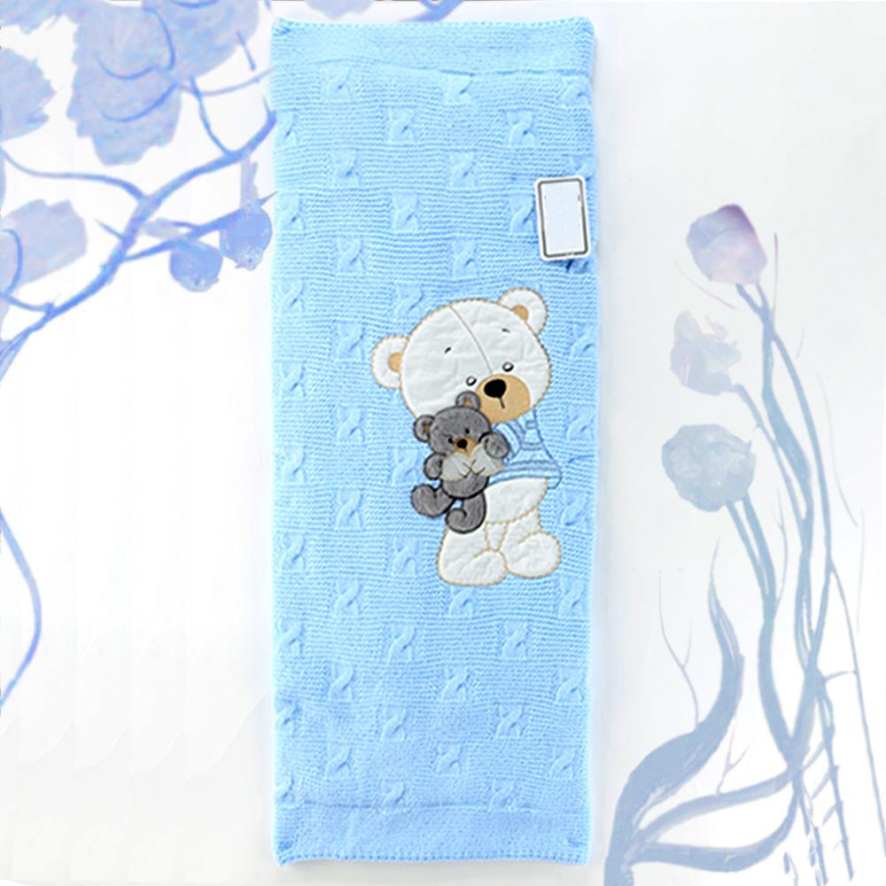 Cute Bear Themed Knitwear Baby Blanket Blue - 001.4148