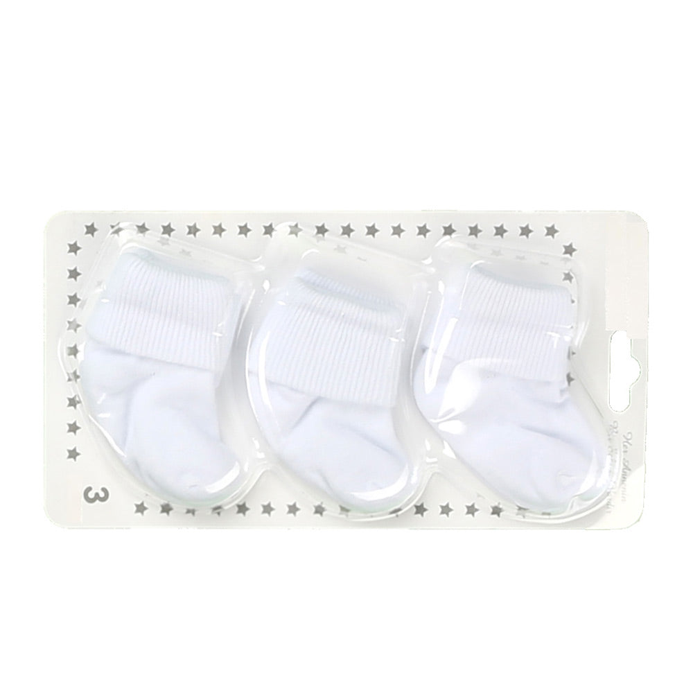 3-Pack Stripe Baby Socks White (0-6 Months) - 001.6100