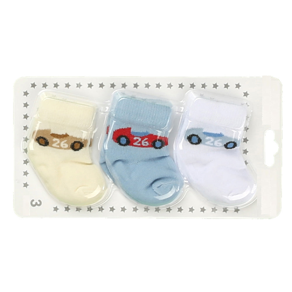 3-Pack Car Baby Boy Socks (0-6 Months) - 001.6100