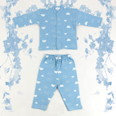 Clouds Patterned Baby Pajama Set Blue (3-12 Months) - 001.9102