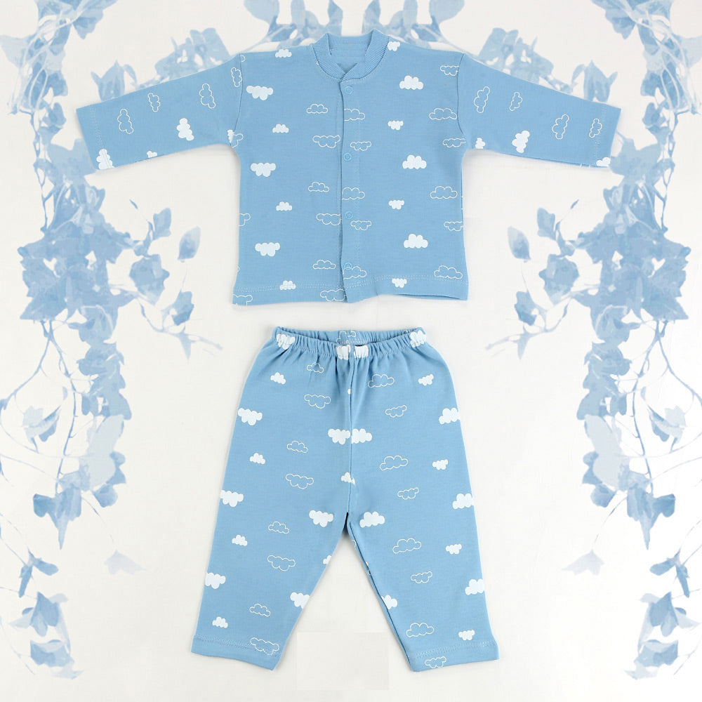 Clouds Patterned Baby Pajama Set Blue (3-12 Months) - 001.9102