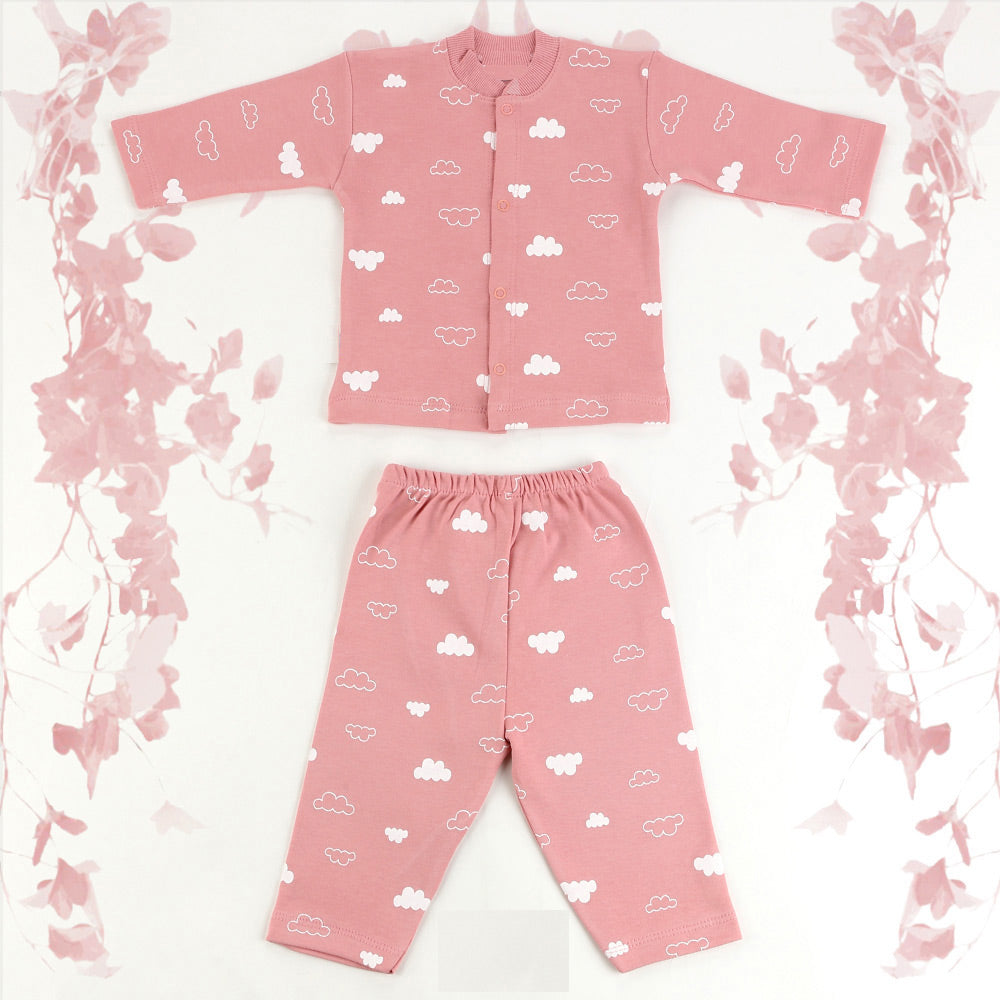 Clouds Patterned Baby Pajama Set Pink (3-12 Months) - 001.9102