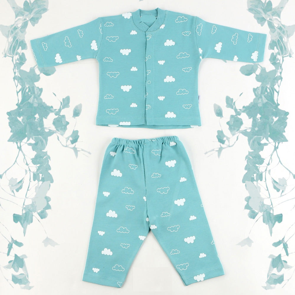 Clouds Patterned Baby Pajama Set Green (3-12 Months) - 001.9102