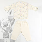 Flower Patterned Baby Pajama Set Ecru (3-12 Months) - 001.9103