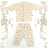 Leaves Patterned Baby Pajama Set Coffee (3-12 Months) - 001.9106