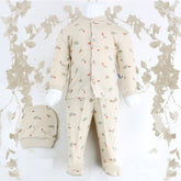 Leaves Patterned Baby Pajama Set Coffee (0-3 Months) - 001.9111