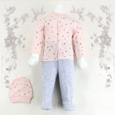 Stars Patterned Baby Pajama Set Pink (0-3 Months) - 001.9136