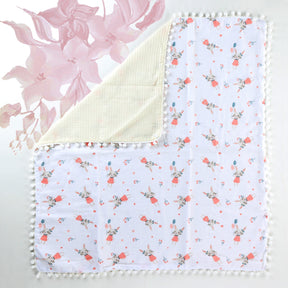 Pom-pom Themed Muslin Baby Blanket Salmon - 001.9212