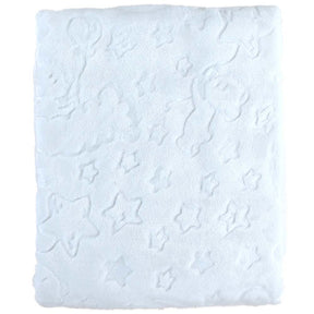 Moon Themed Embossed Plush Baby Blanket White - 001.9760