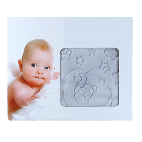 Moon Themed Embossed Plush Baby Blanket Grey - 001.9760