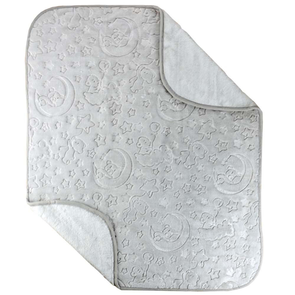 Moon Themed Embossed Plush Baby Blanket Grey - 001.9760