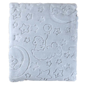 Moon Themed Embossed Plush Baby Blanket Grey - 001.9760