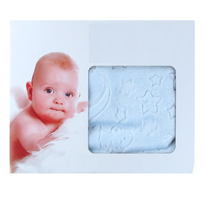 Moon Themed Embossed Plush Baby Blanket Blue - 001.9760