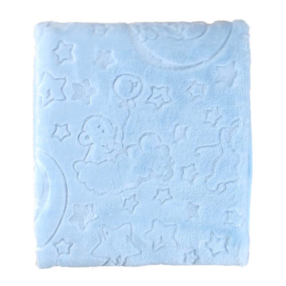 Moon Themed Embossed Plush Baby Blanket Blue - 001.9760