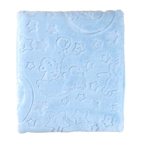 Moon Themed Embossed Plush Baby Blanket Blue - 001.9760