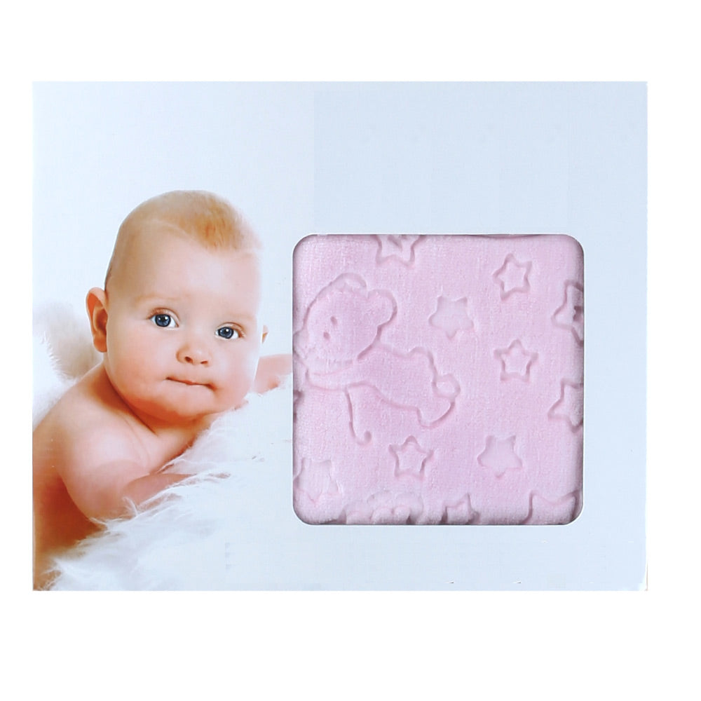 Moon Themed Embossed Plush Baby Blanket Pink - 001.9760