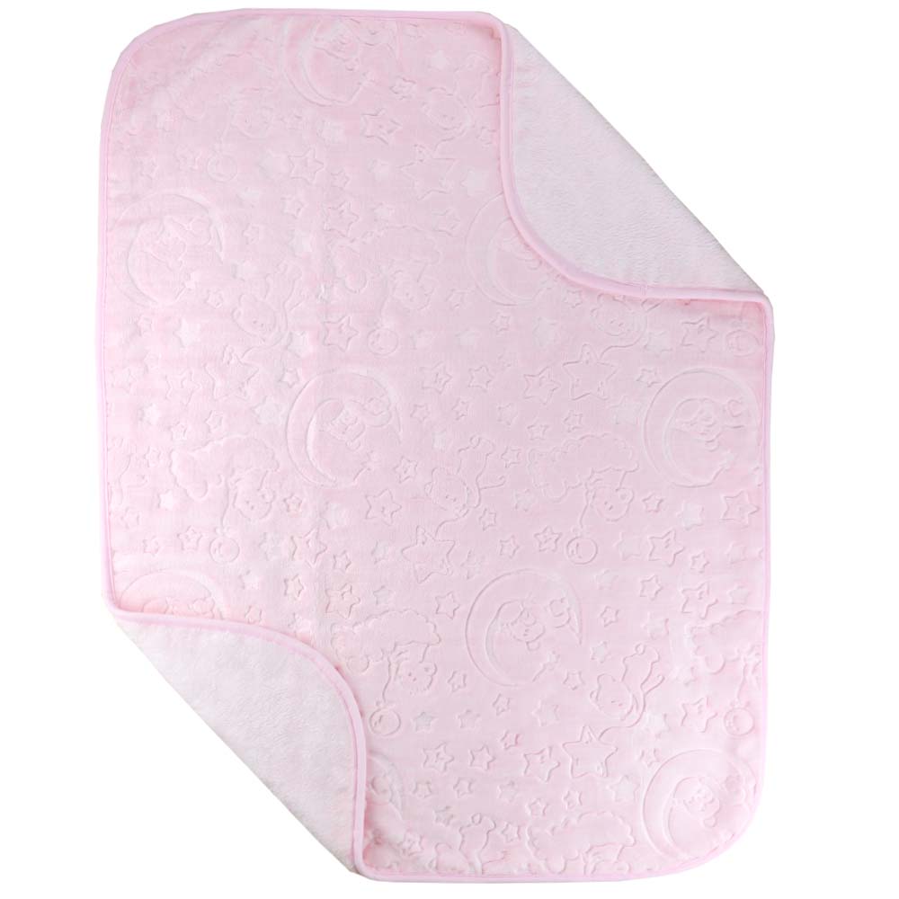 Moon Themed Embossed Plush Baby Blanket Pink - 001.9760