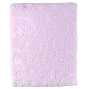 Moon Themed Embossed Plush Baby Blanket Pink - 001.9760