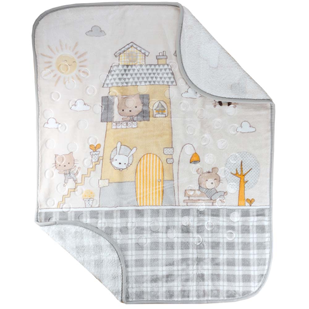 House Themed Embossed Plush Baby Blanket Grey - 001.9761