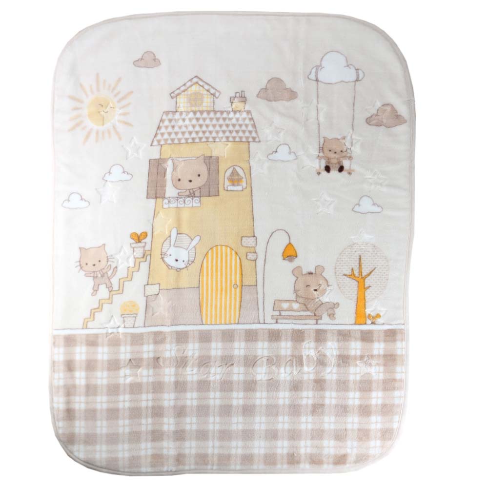House Themed Embossed Plush Baby Blanket Coffee - 001.9761