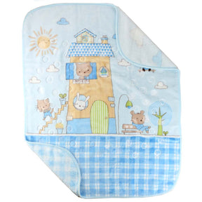 House Themed Embossed Plush Baby Blanket Blue - 001.9761