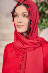 Red Chiffon Scarf - 0029