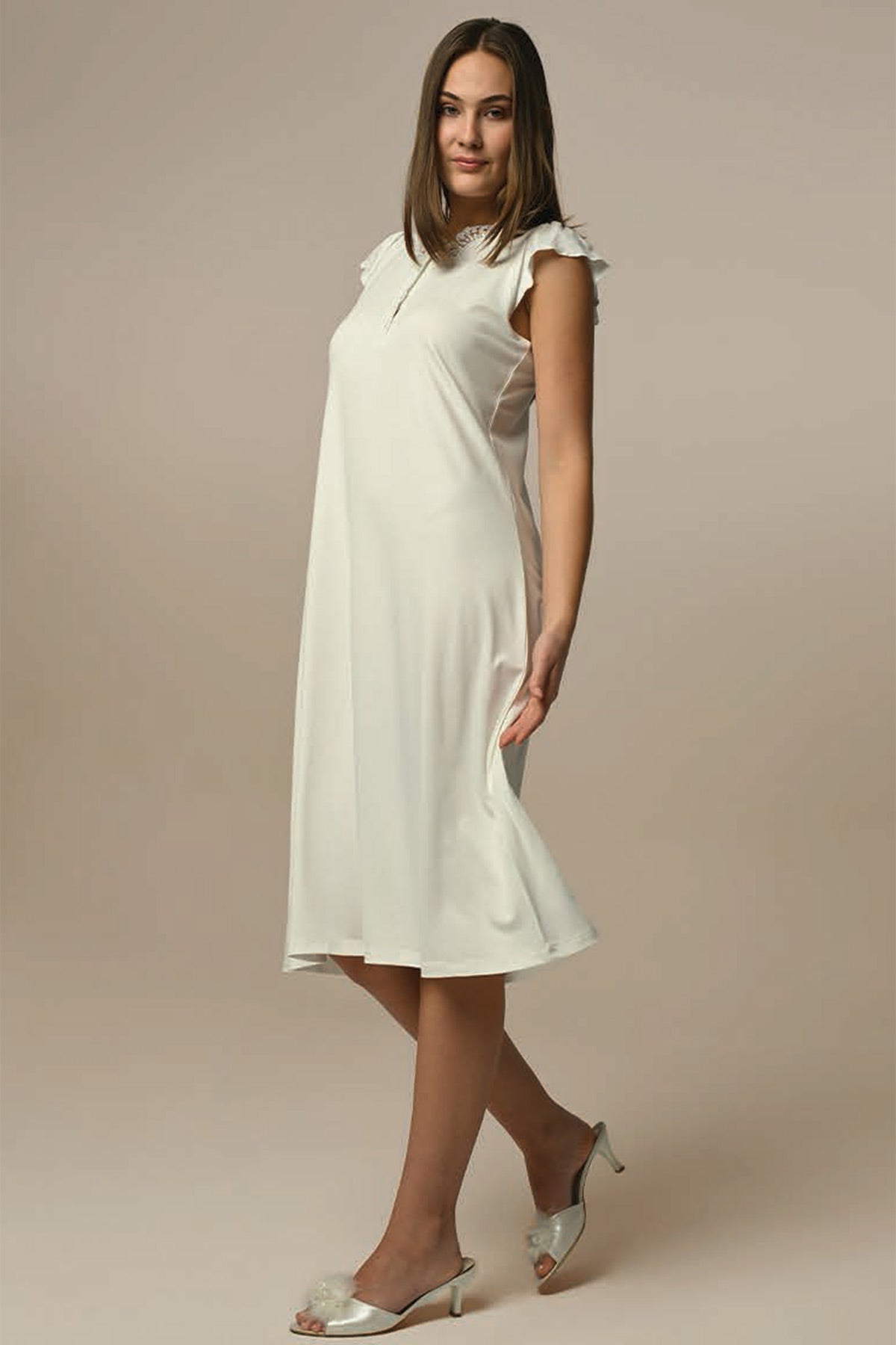 Motif Maternity & Nursing Nightgown With Robe Ecru - 24505