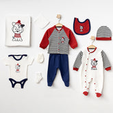 Dog Themed Hospital Outfit 10-Piece Set Newborn Baby Boys Navy Blue (0-6 Months) - 020.10305