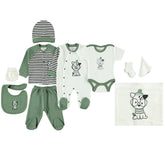 Dog Themed Hospital Outfit 10-Piece Set Newborn Baby Boys Green (0-6 Months) - 020.10305