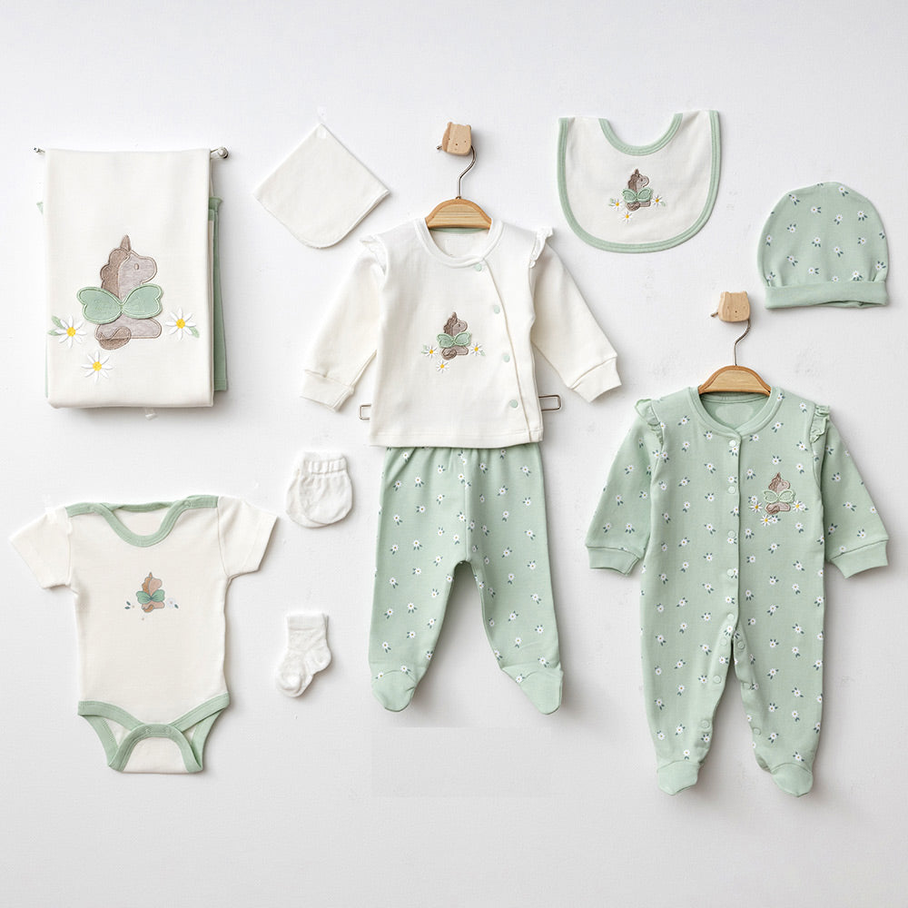 Angel Colt Themed Hospital Outfit 10-Piece Set Newborn Baby Ecru (0-6 Months) - 020.10314