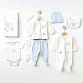 Plane Themed Hospital Outfit 10-Piece Set Newborn Baby Boys Ecru (0-6 Months) - 020.10316