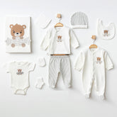 Sweet Bear Themed Hospital Outfit 10-Piece Set Newborn Baby Boys Ecru (0-6 Months) - 020.10319