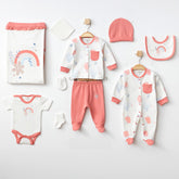 Rainbow Themed Hospital Outfit 10-Piece Set Newborn Baby Girls Coral (0-6 Months) - 020.10321