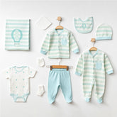 Balloon Themed Hospital Outfit 10-Piece Set Newborn Baby Boy Green (0-6 Months) - 020.10323