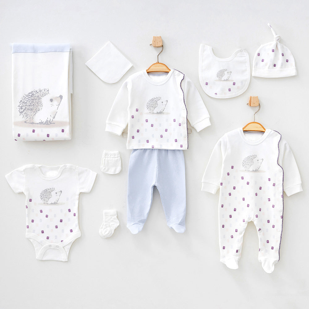 Hedgehog Themed Hospital Outfit 10-Piece Set Newborn Baby - 020.10293